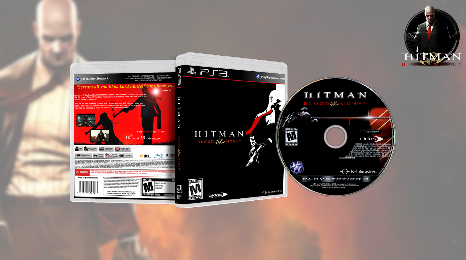 Hitman Blood Money Hd Ps3/psn Download - Cd (1600x893), Png Download