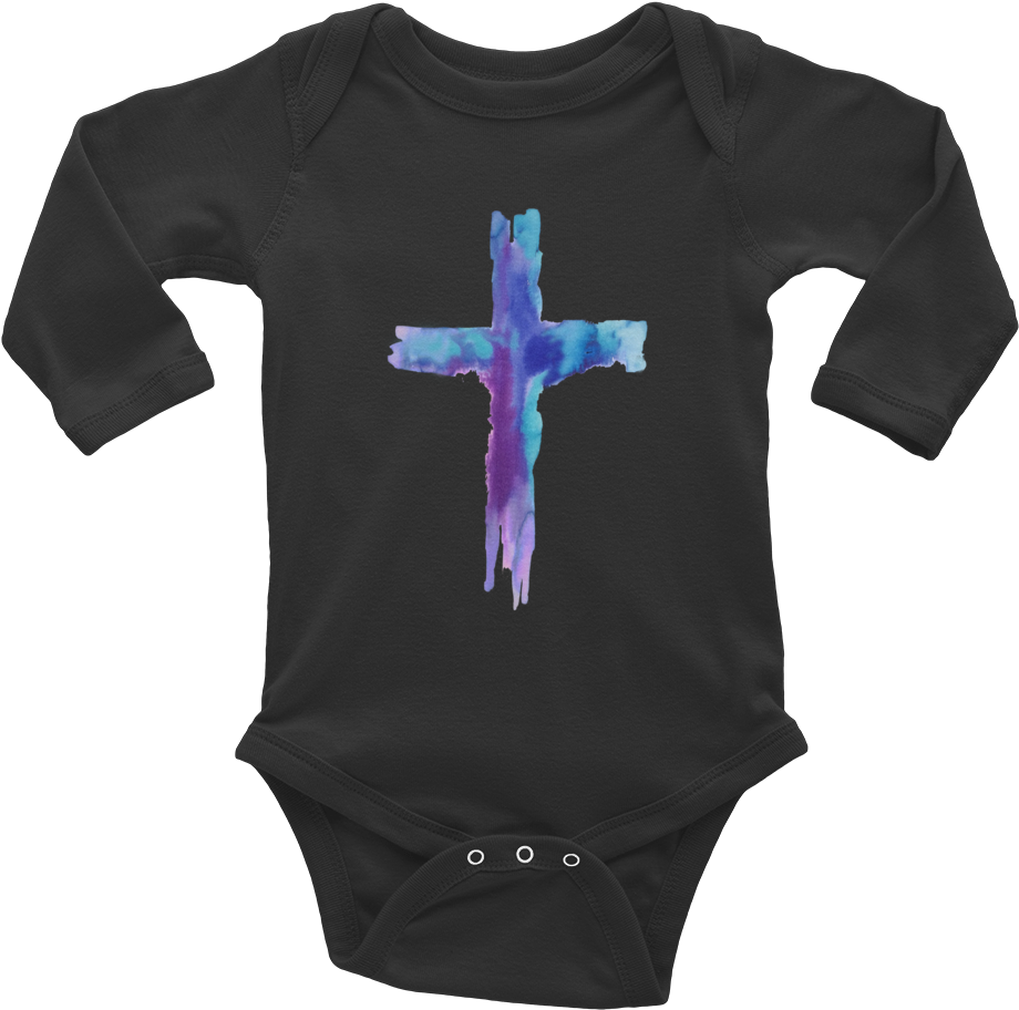 Watercolor Cross Infant Long Sleeve Bodysuit - Me And Grandpa Onesie (1000x1000), Png Download