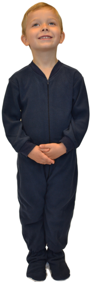 Navy Fleece Onesie Footie Pajamas For Infants & Toddlers - Kids Onesies With Feet (400x600), Png Download