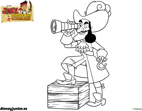 Jake And The Neverland Pirates Captain Hook Coloring - Jack Et Les Pirates Capitaine Crochet (600x470), Png Download