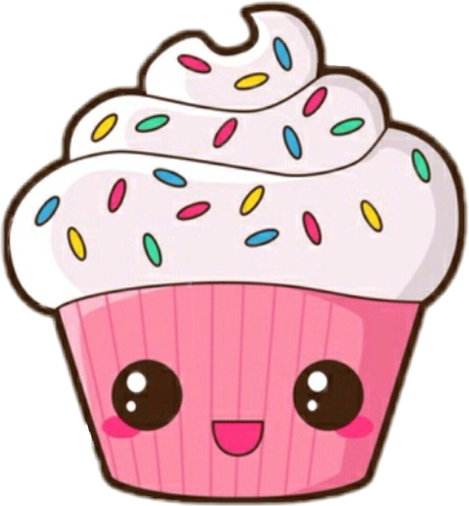 Cupcake Cute Kawaii Party Lovely Ftestickers Sweet - Cute Cupcake Cartoon (662x715), Png Download