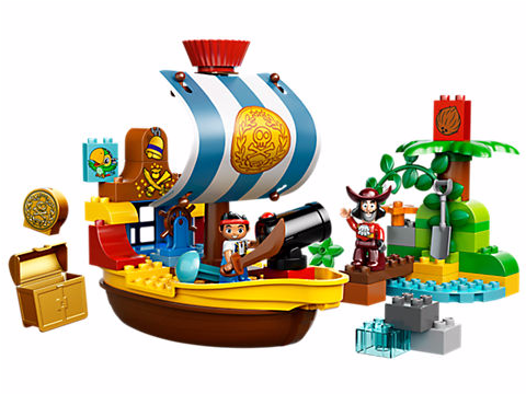 Stop Captain Hook From Sneaking Onboard Jake's Pirate - Duplo Jake Pirate Ship (638x359), Png Download