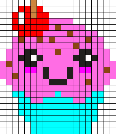Cute Cupcake Perler Bead Pattern / Bead Sprite - Cupcake Perler Bead Patterns (400x463), Png Download