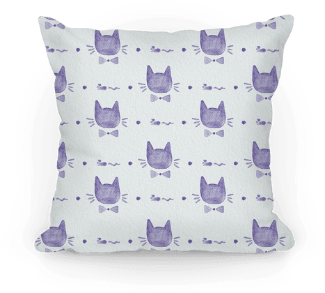 Purple Watercolor Cat Bow Tie Pattern Pillow - Bow Tie (484x484), Png Download