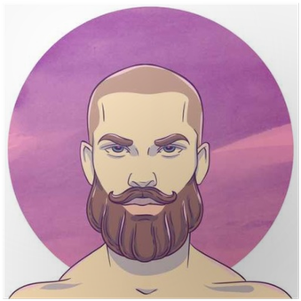 Young Bald Man With A Mustache And Beard On The Background - Beard (400x400), Png Download