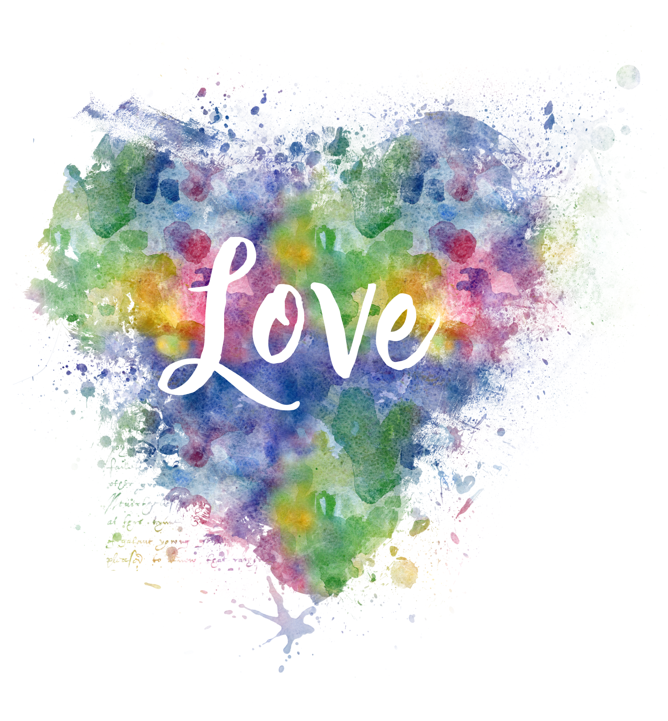 Download Transparent Png Love Heart Here - Watercolor Painting (2550x3300), Png Download