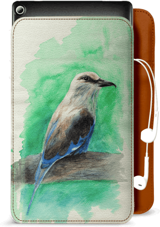 Dailyobjects Bird Watercolor Real Leather Sleeve Case - Housse De Coussin Taie D'oreiller -coton Et Lin-45*45cm-motif (850x900), Png Download