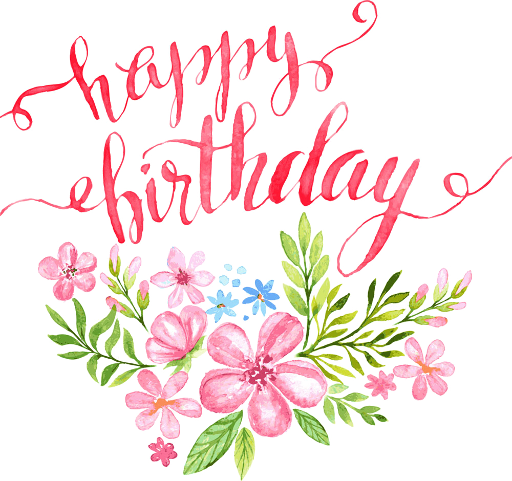 Birthday Calligraphy Greeting Card Illustration - Happy Birthday Calligraphy Watercolor (1000x940), Png Download