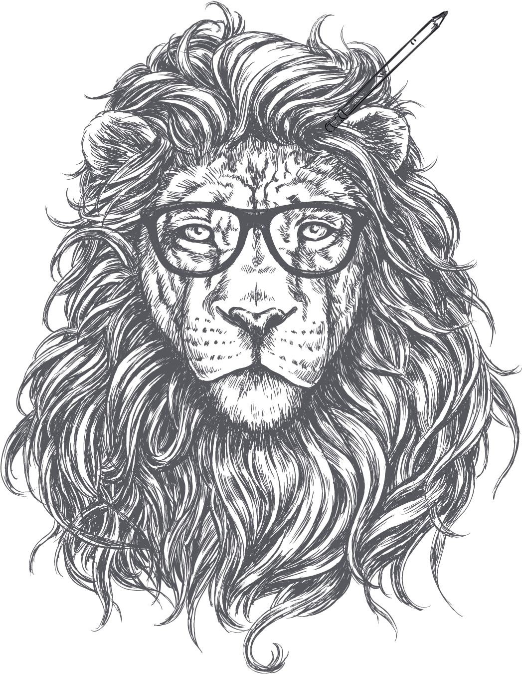 Image - Lion With Glasses (1079x1379), Png Download