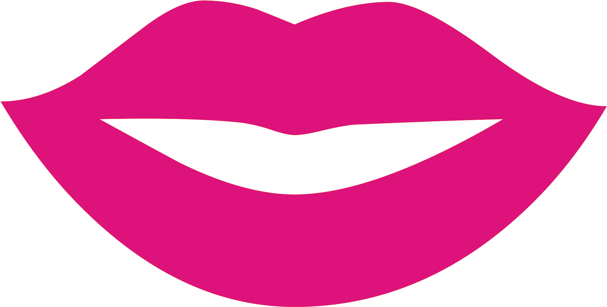 Vector Lips Lip Shape - Lips Silhouette Png (2000x1048), Png Download