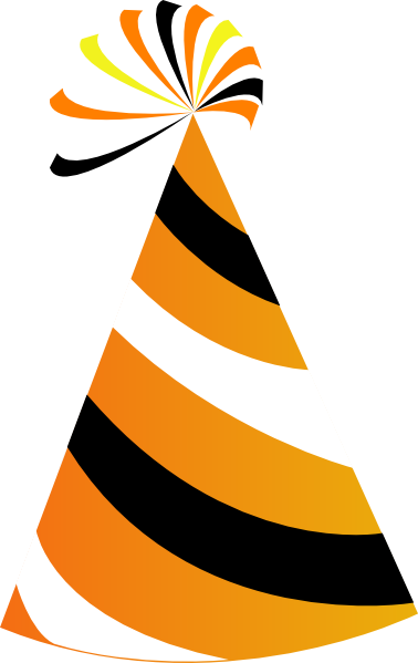 Orange And White Party Hat Clip Art - Party Hat Vector Png (378x599), Png Download