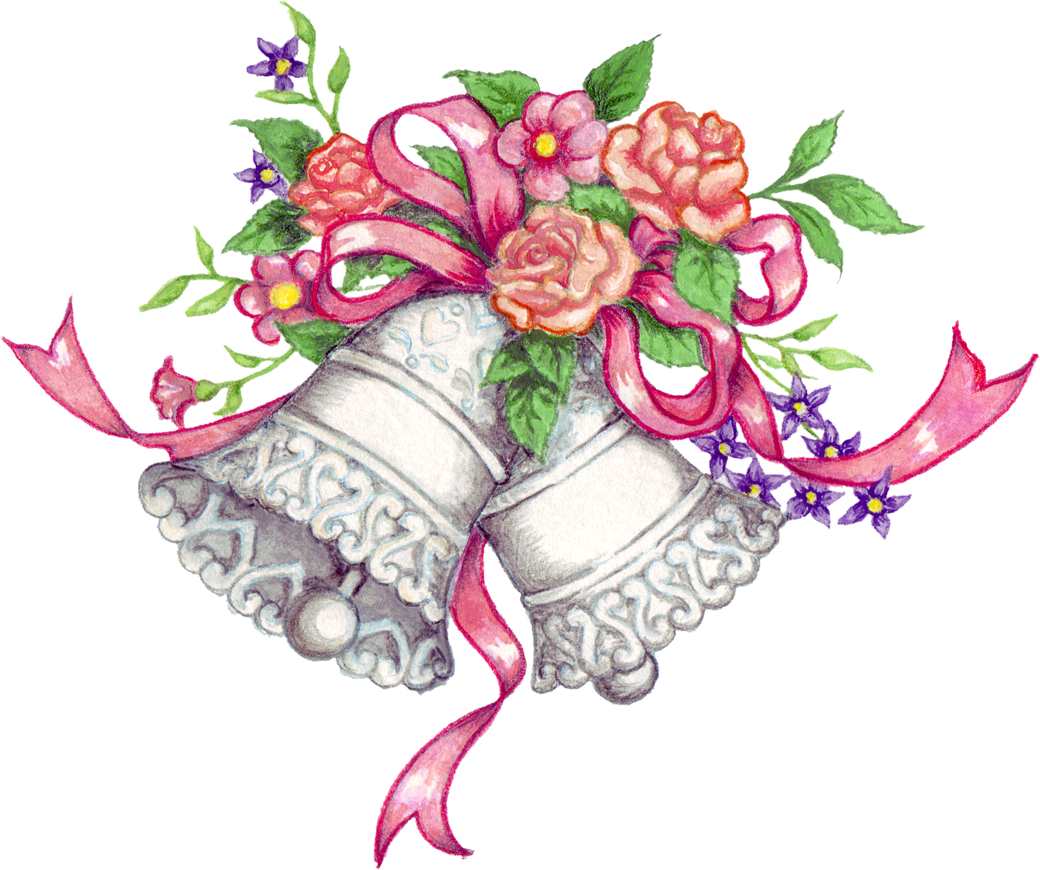 Bell Wedding Flower Clipart - Wedding Bells Png (1503x1258), Png Download