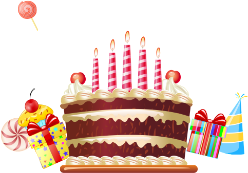 This Graphics Is Hand Drawn Cartoon Birthday Cake Decoration - Free Vector Birthday (1024x570), Png Download
