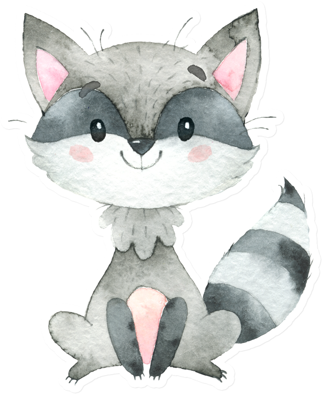 Sticker That Kick Ass Watercolor Raccoon - Watercolor Animals (800x800), Png Download