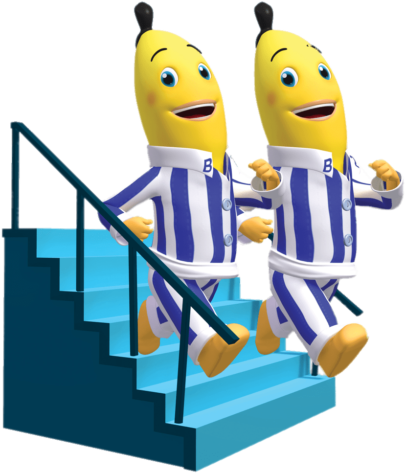 Bananas In Pyjamas Walking Down The Stairs - Animated Bananas In Pyjamas (1000x1000), Png Download
