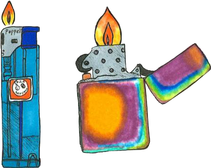 Flames Clipart Tumblr Transparent - Lighter Drawing (500x411), Png Download