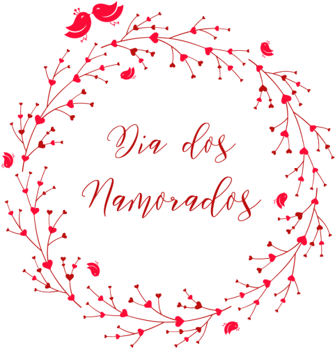 Dia Dos Namorados Greeting Card With A Wreath Of Branches - Dia Dos Namorados (640x640), Png Download