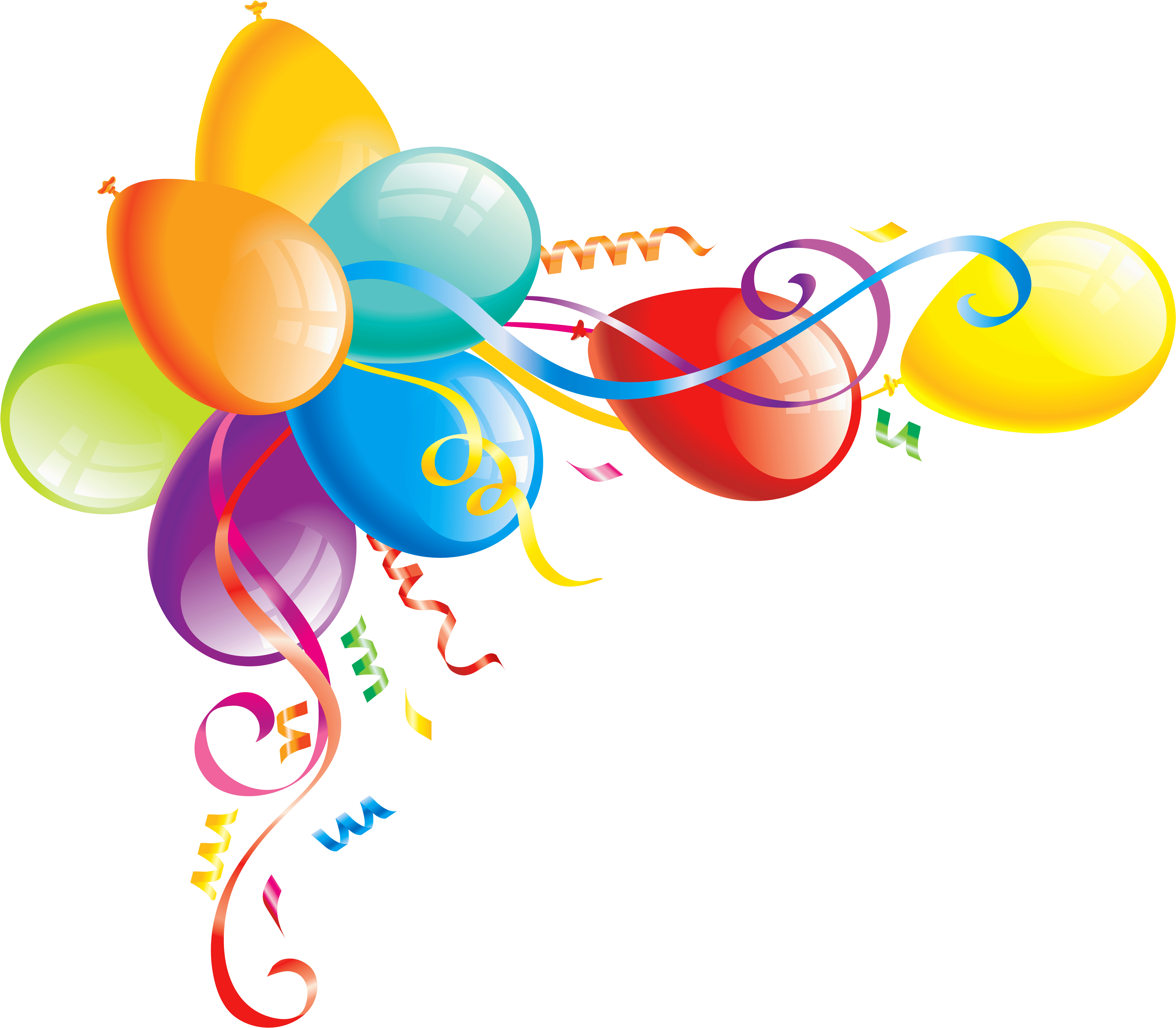Clipart - Balloons Clip Art Png (6200x5367), Png Download