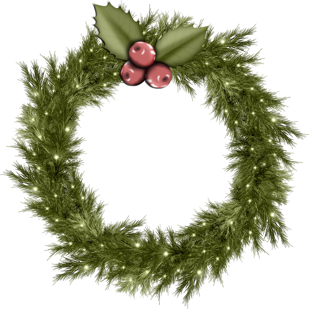Wreath Clipart Light Png - Christmas Wreath Png (1024x1024), Png Download