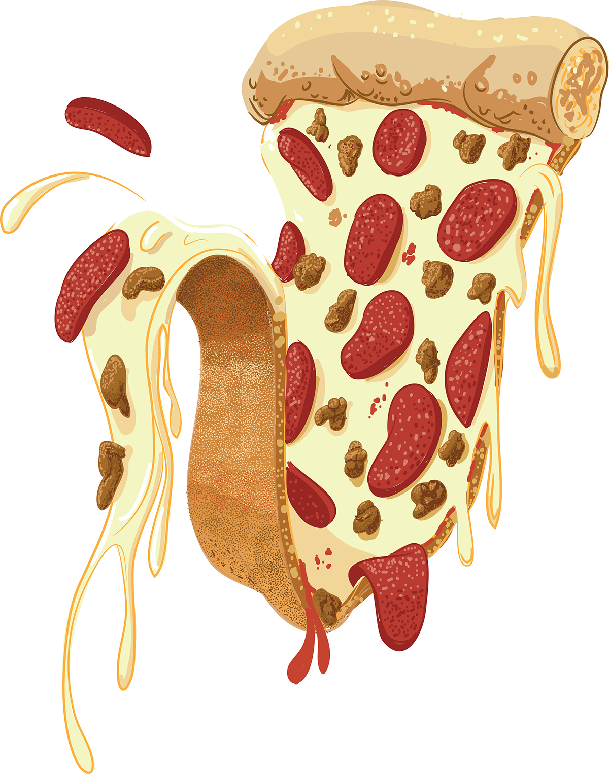 Pizza Illustration For A T-shirt Design - Drawing (1200x1526), Png Download