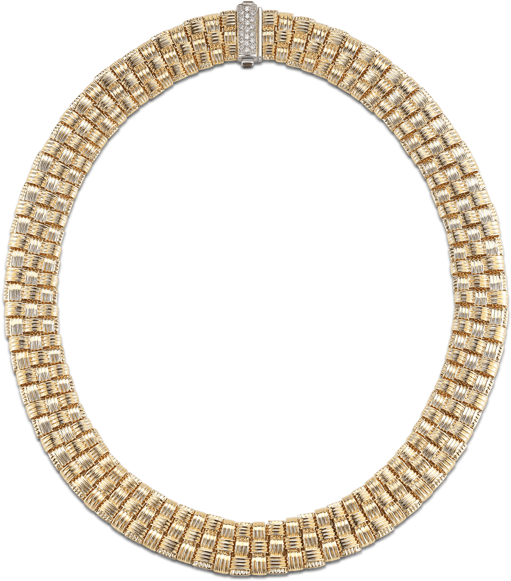Roberto Coin Appassionata 18k Yellow Gold And 18k - Roberto Coin 3 Row Diamond Appassionata Diamond Necklace (1600x1600), Png Download