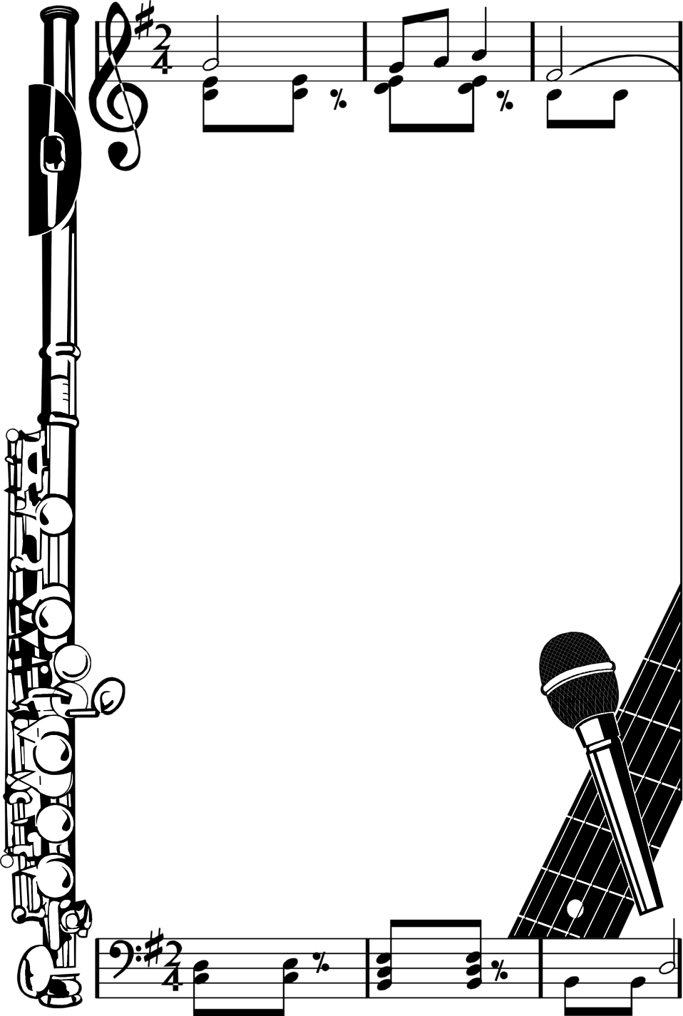 Illustration Of A Music Frame Border - Music Notes Borders Png (958x1425), Png Download