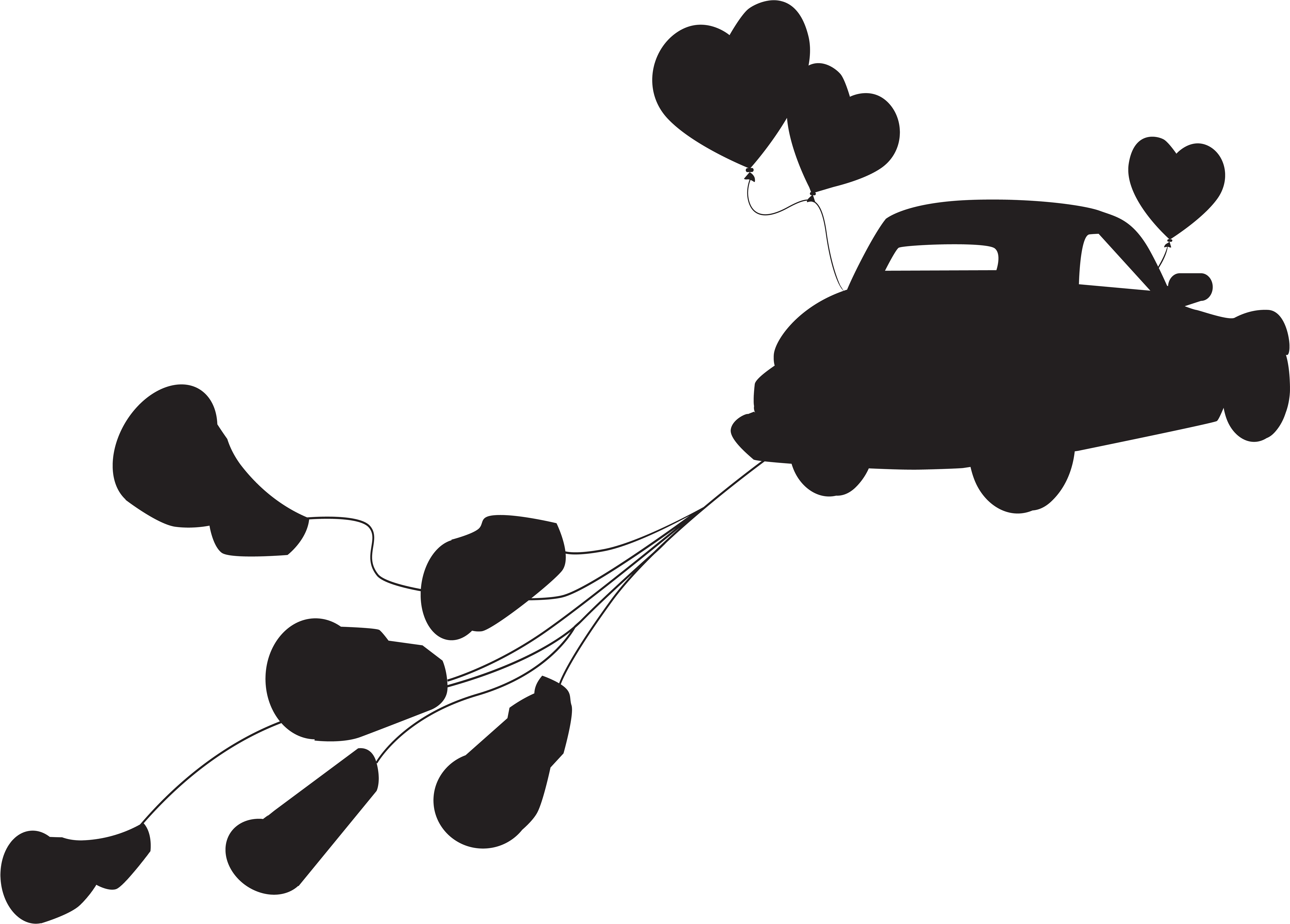 Wedding Car Just Married Silhouette Png Clip Art - Just Married Car Png (8000x5756), Png Download