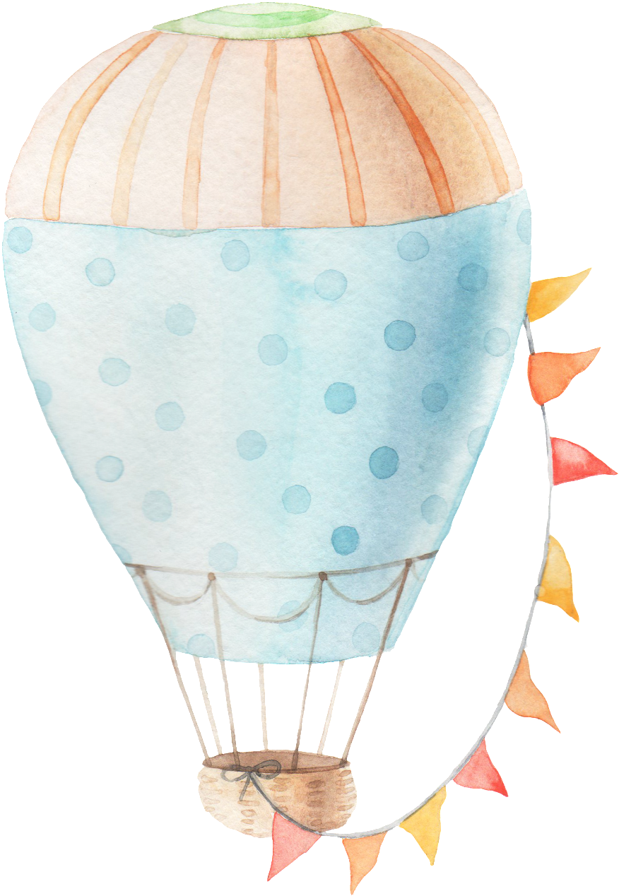 Watercolor Lift Air Balloon Transparent Decorative - Portable Network Graphics (1024x1520), Png Download