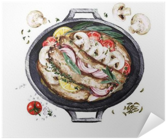 Watercolor Food Clipart - Illustration Watercolor Food Casserole (400x400), Png Download