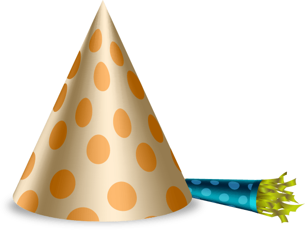 Book A Birthday Party - Birthday Hat Png Gold (620x469), Png Download
