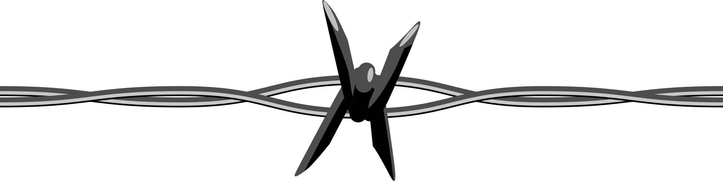 Barbed Wire - Barbed Wire Clip Art (2400x602), Png Download