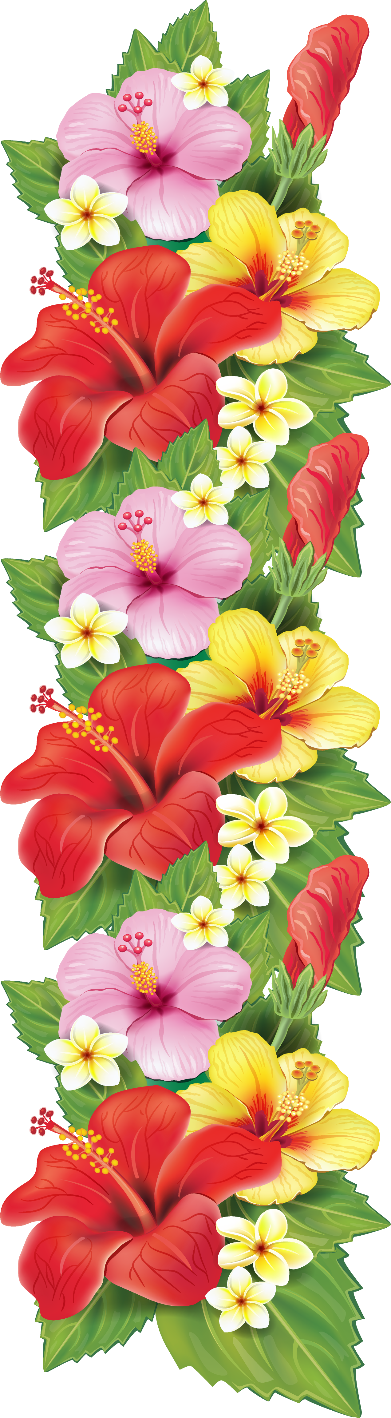 Decoration Clipart Flower - Flower Border Clipart Png (1272x4611), Png Download