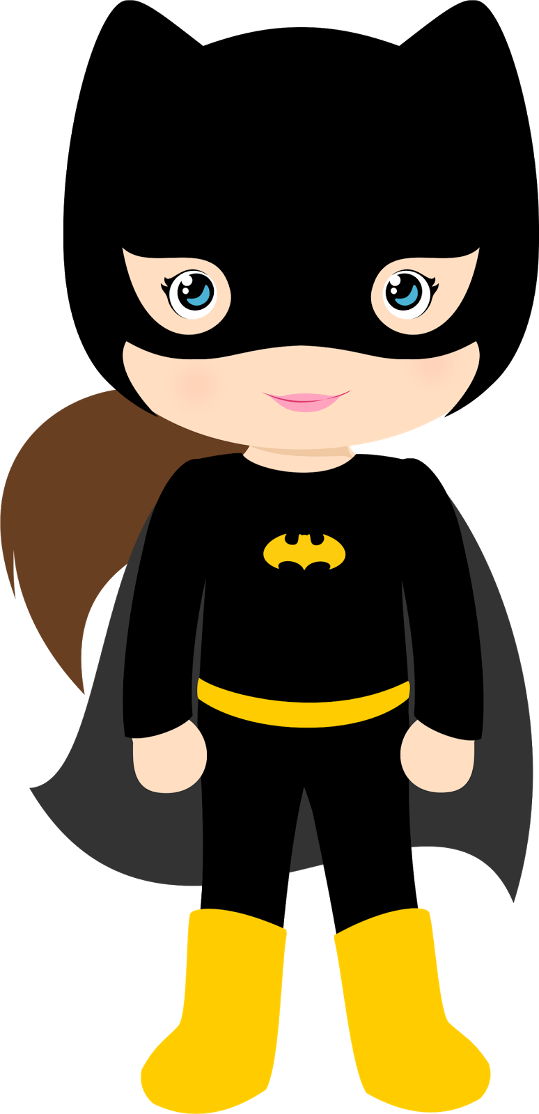 Clip Art Black And White Cards Drawing Batman - Bat Girl Clipart (774x1600), Png Download