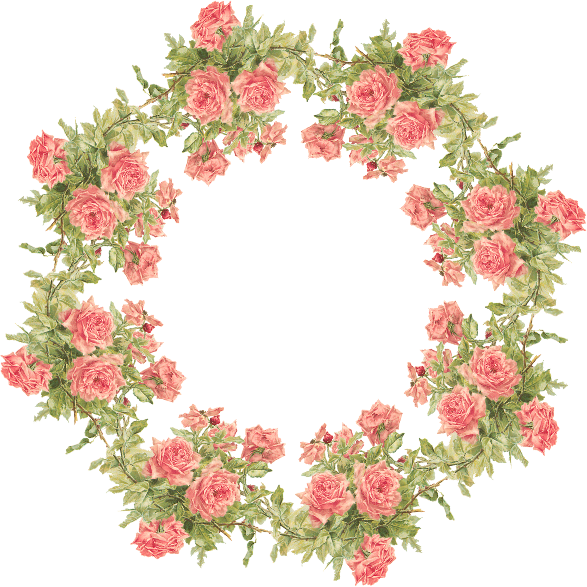 Peach Flower Clipart Rose Frame - Transparent Background Flower Wreath Png (1926x1926), Png Download