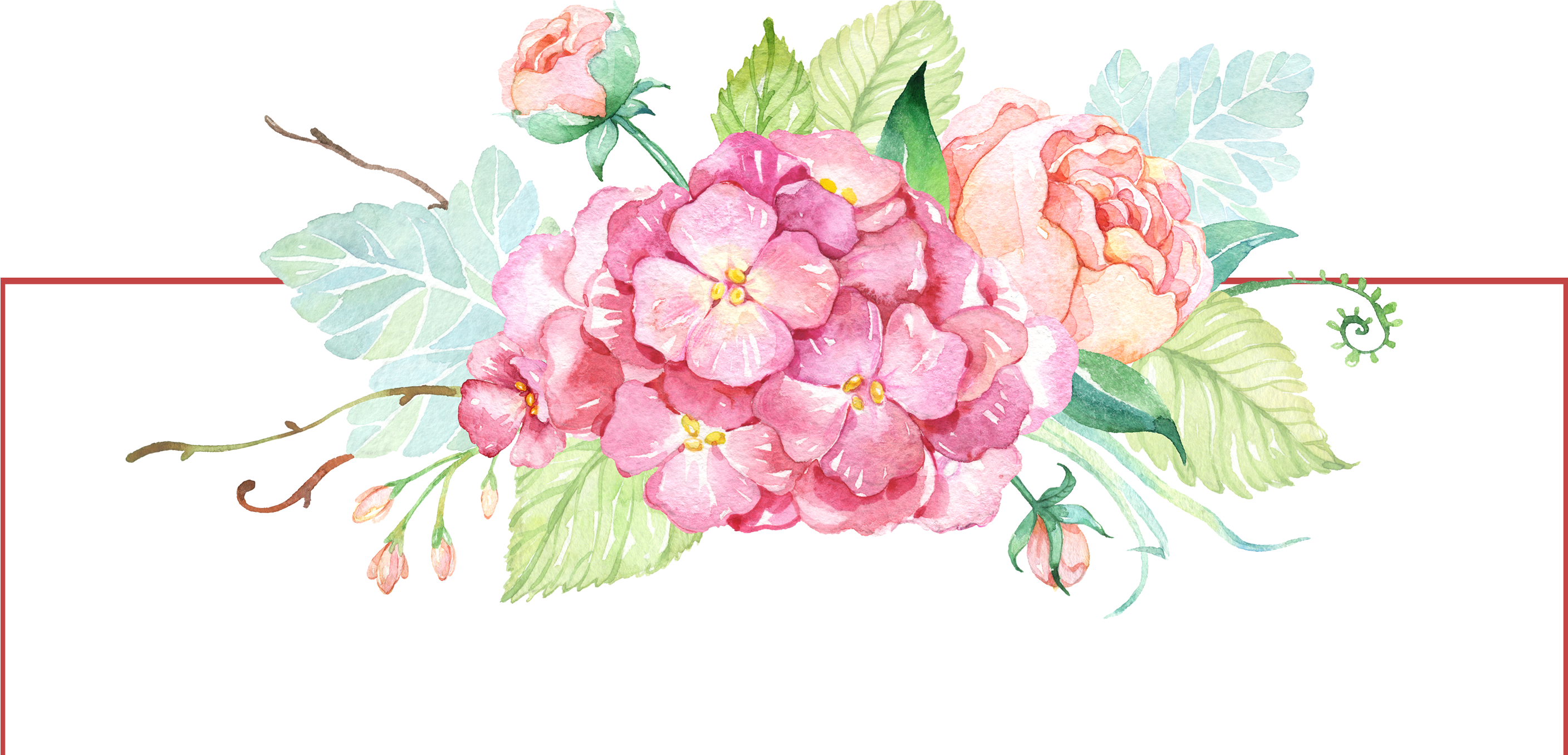 Watercolor Banner Png Png Freeuse Library - Watercolor Flower Transparent Borders (3543x1356), Png Download