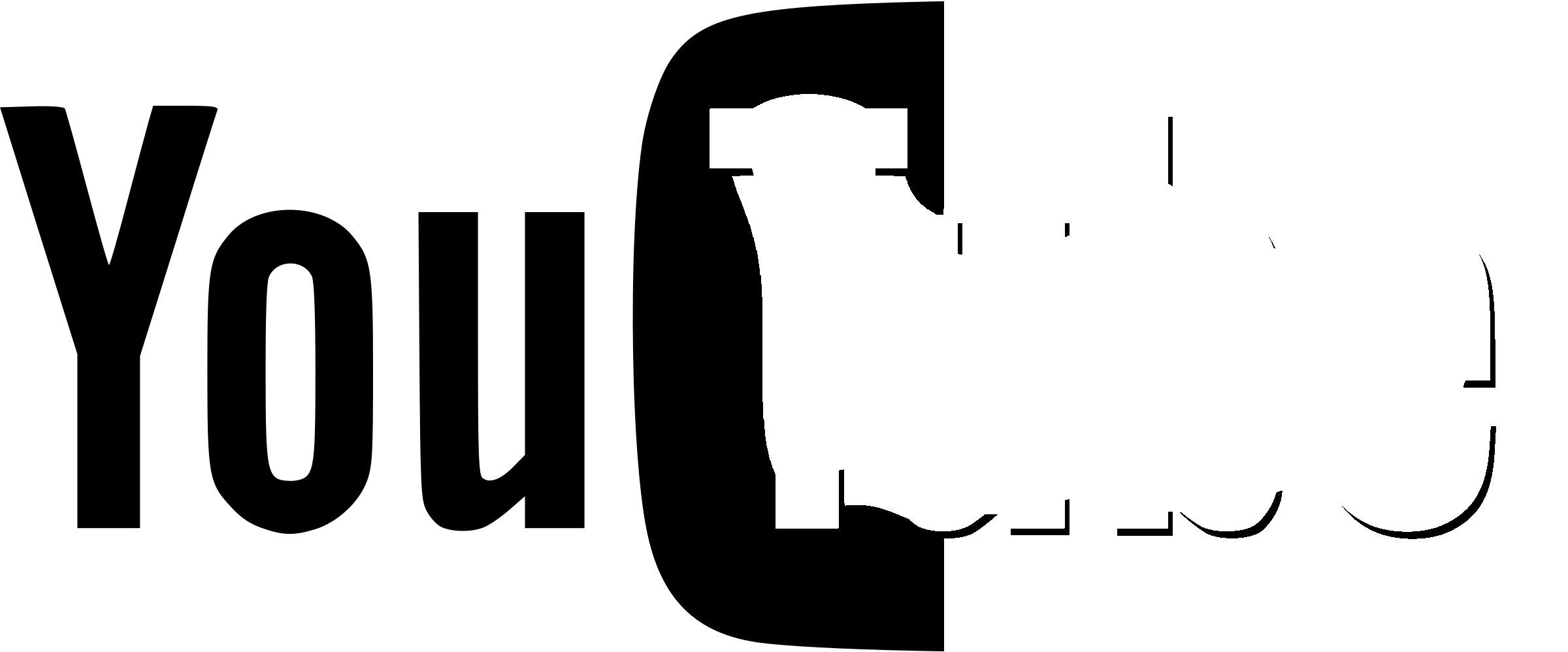 Youtube Paris Terror Attacks Logo Black And White - Youtube White Logo Png (2400x999), Png Download
