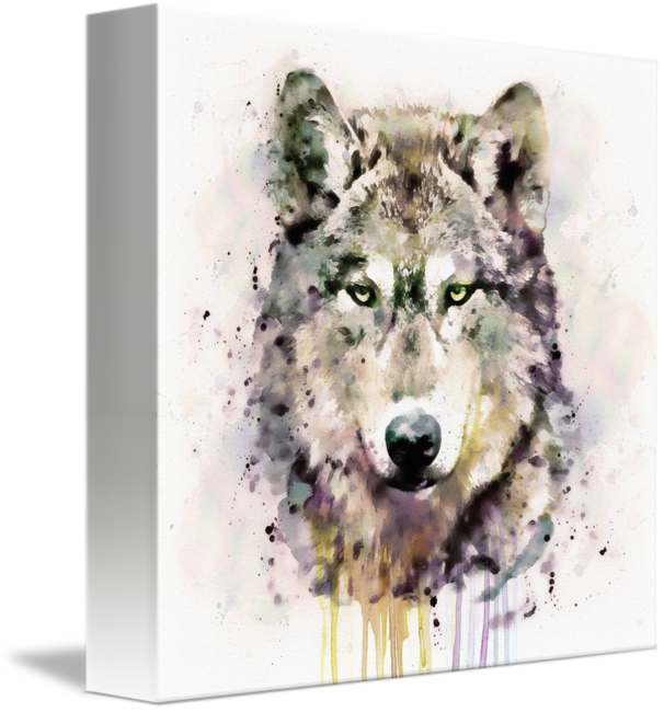 "wolf Head" By Marian Voicu, Bucharest // Watercolor - Wolf Head (606x650), Png Download