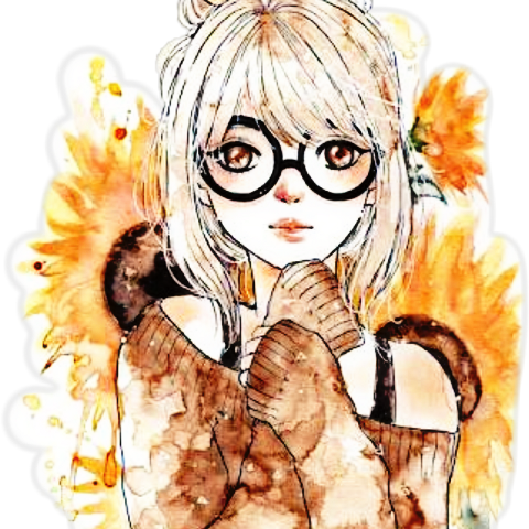 Winners - Drawing Of Girl In Sunflowers (480x480), Png Download