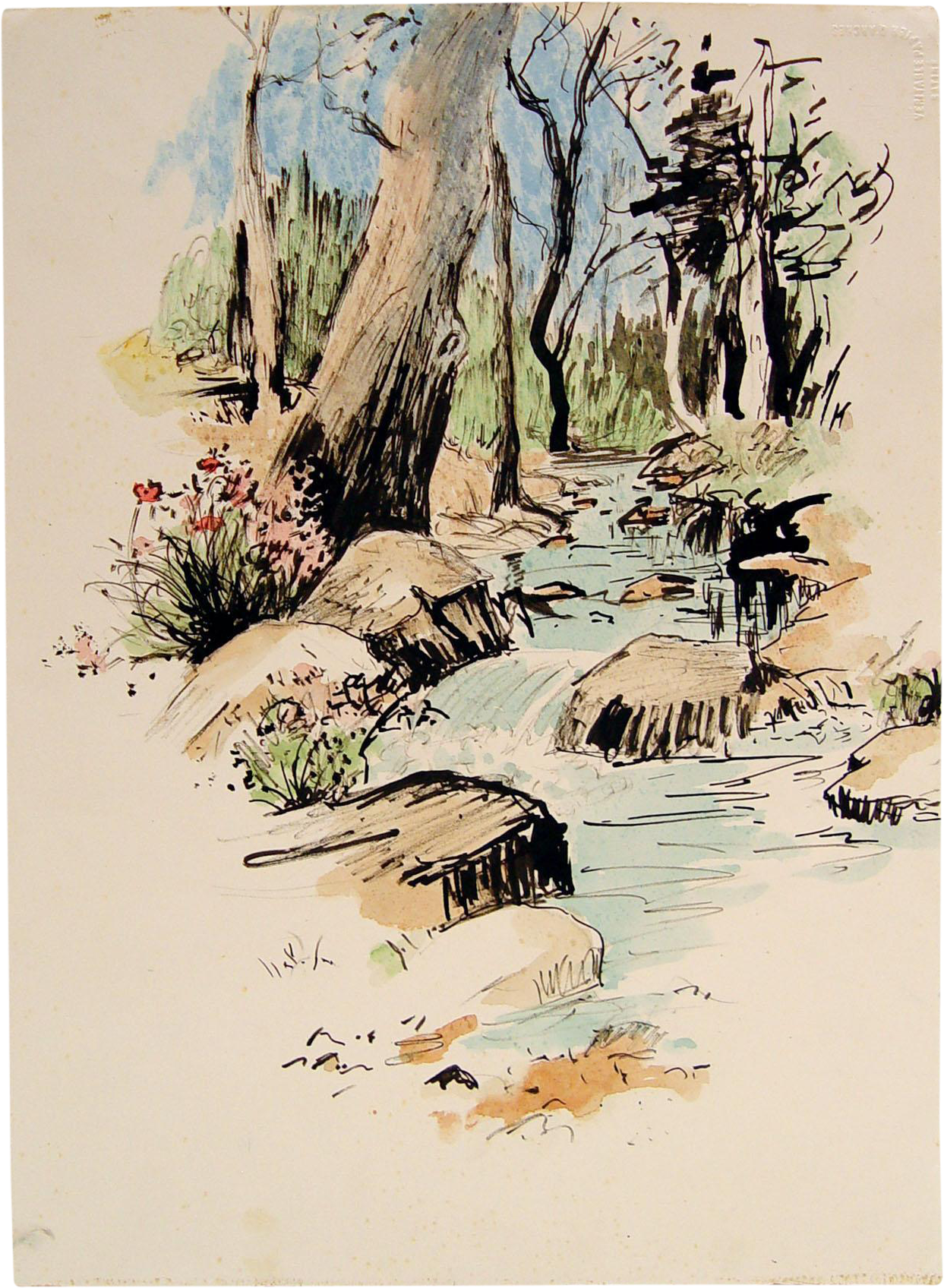 Forest Stream Study - Landscape Ink Pen Sketchbook (1536x2048), Png Download