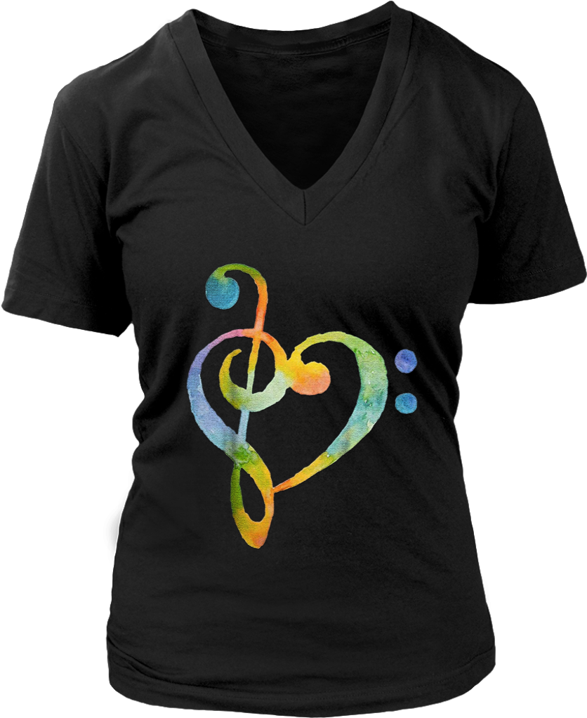 Watercolor Rainbow Heart Bass Clef T-shirt - Pog Mo Thoin! - Kiss My Ass - Irish Funny Joke St Patrick (1024x1024), Png Download
