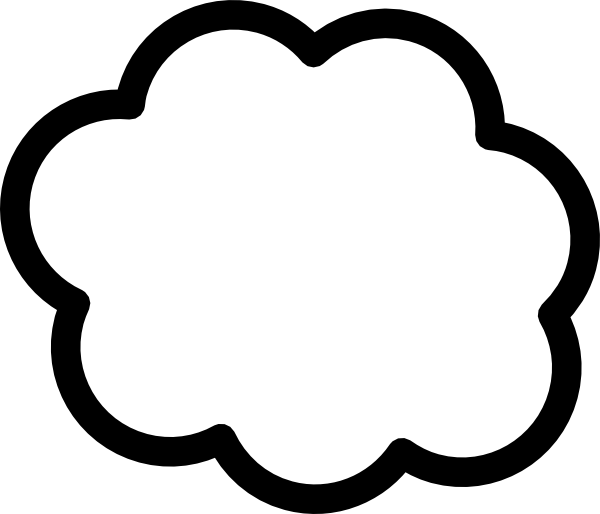 Black White Cloud Svg Clip Arts 600 X 514 Px (600x514), Png Download