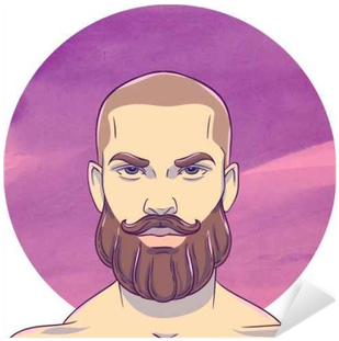 Young Bald Man With A Mustache And Beard On The Background - Beard (400x400), Png Download