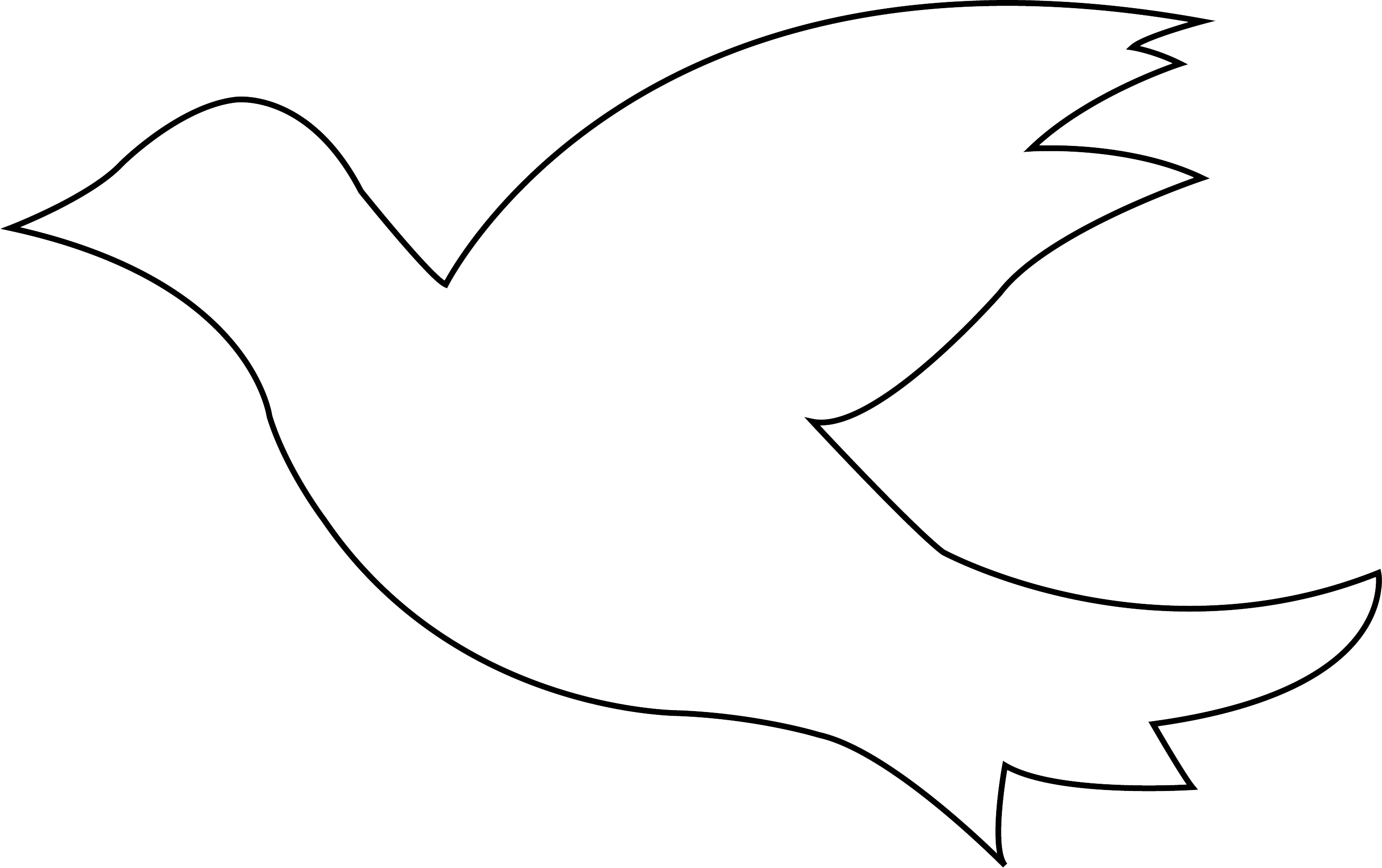 Dove Clipart - Dove Clipart Outline (2887x1814), Png Download