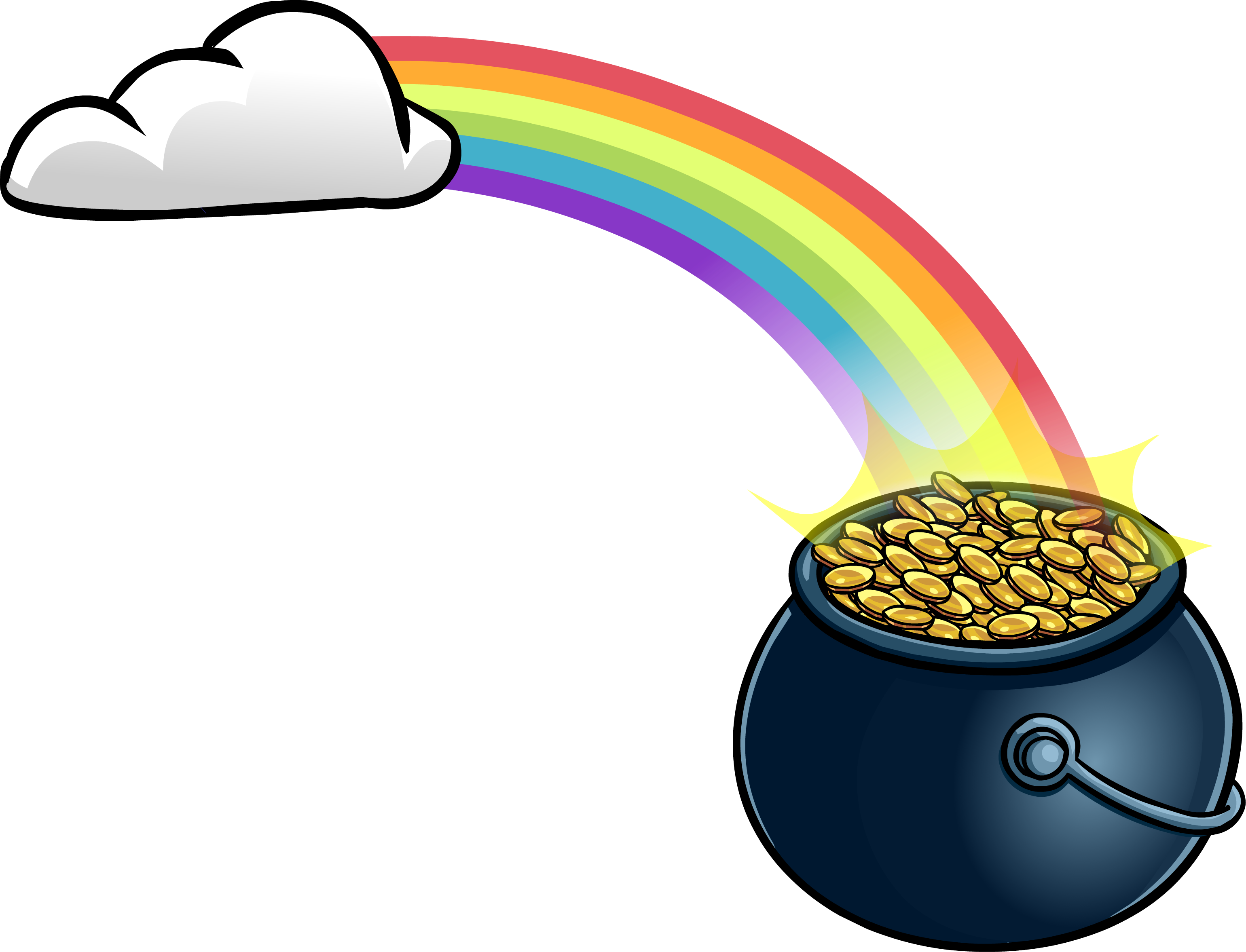 Rainbow With Pot O' Gold Sprite 004 - Arcoiris Con Olla De Oro (3081x2355), Png Download