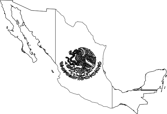 Mexico Flag Map Black White Line Art Tattoo Flag - All Black Mexico Flag (555x379), Png Download