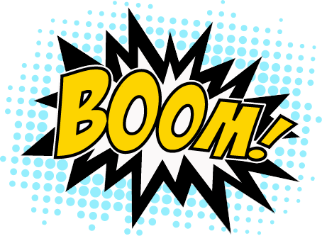 Boom-graphic - Boom Earrings Medium To Large (454x333), Png Download