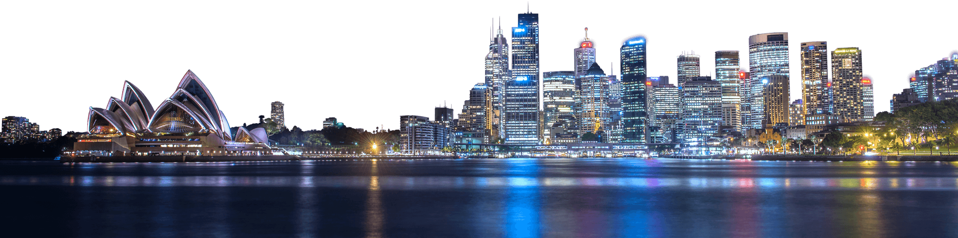 Sydney - Night City Skyline Png (1920x477), Png Download