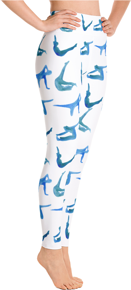 Watercolor Pilates High Waisted Leggings - Leggings (1000x1000), Png Download