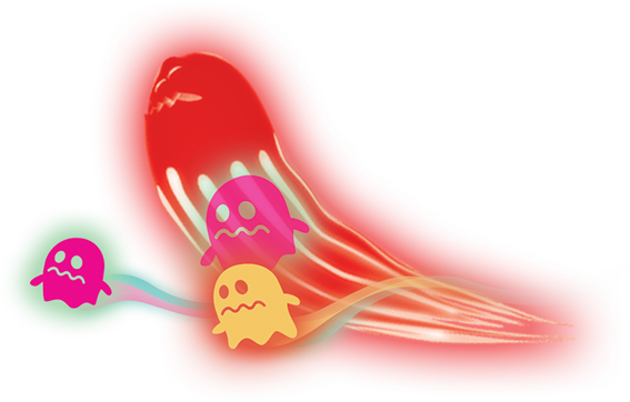 Ghosts-left - Ghost Pacman And The Ghostly Adventures (567x362), Png Download