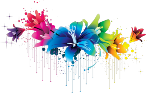 Fashion Illustrator Flower - Colorful Flowers Png (580x365), Png Download